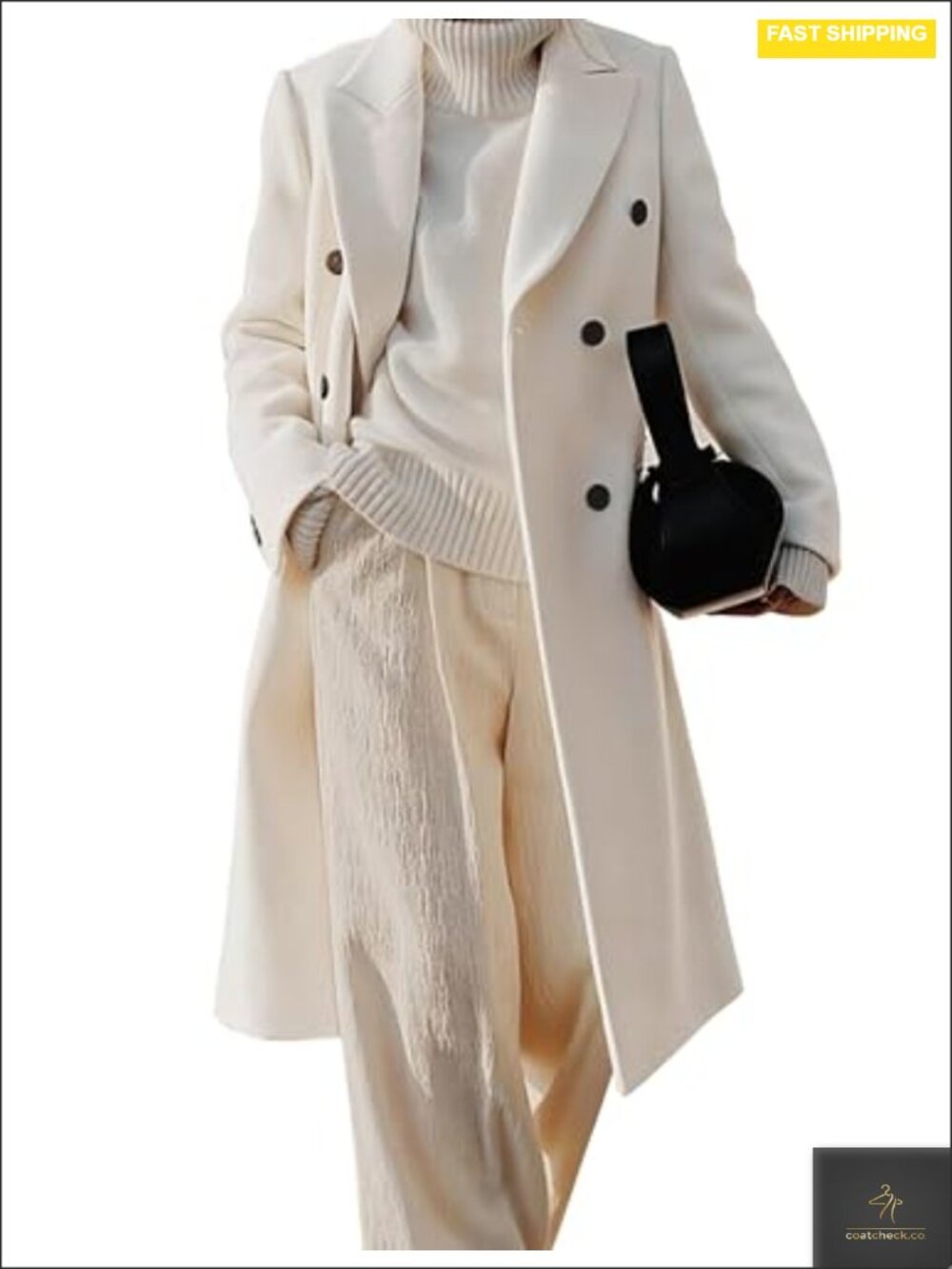 Women's Wool Blend Double Breasted Long Peacoat Winter Coat
